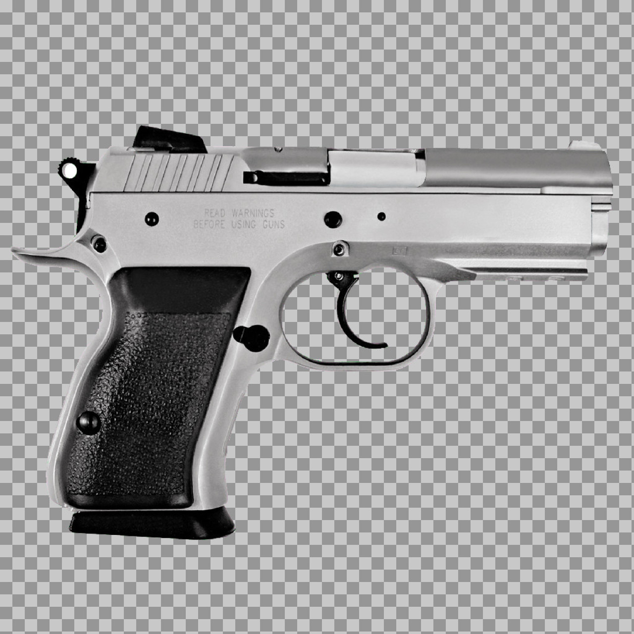 Silver & Black Two-Tone Semi-Automatic Pistol PNG Image
