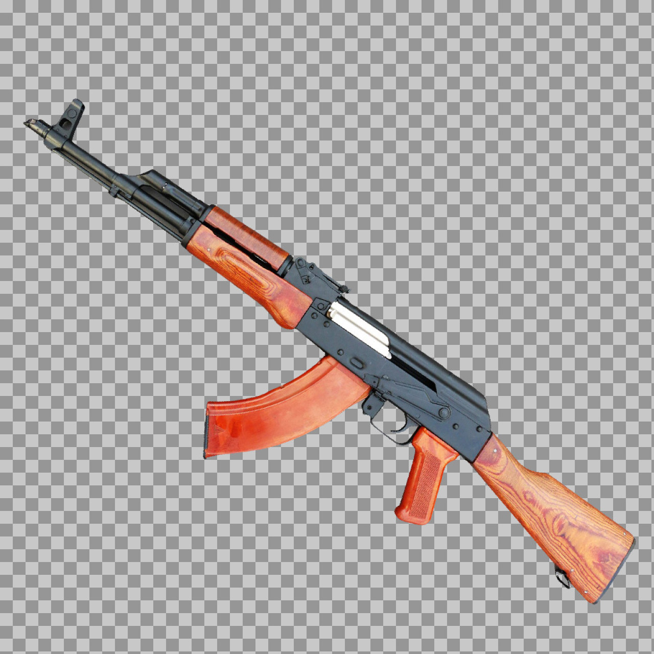 Classic AK-47 / AKM Rifle with Wood Furniture PNG Image