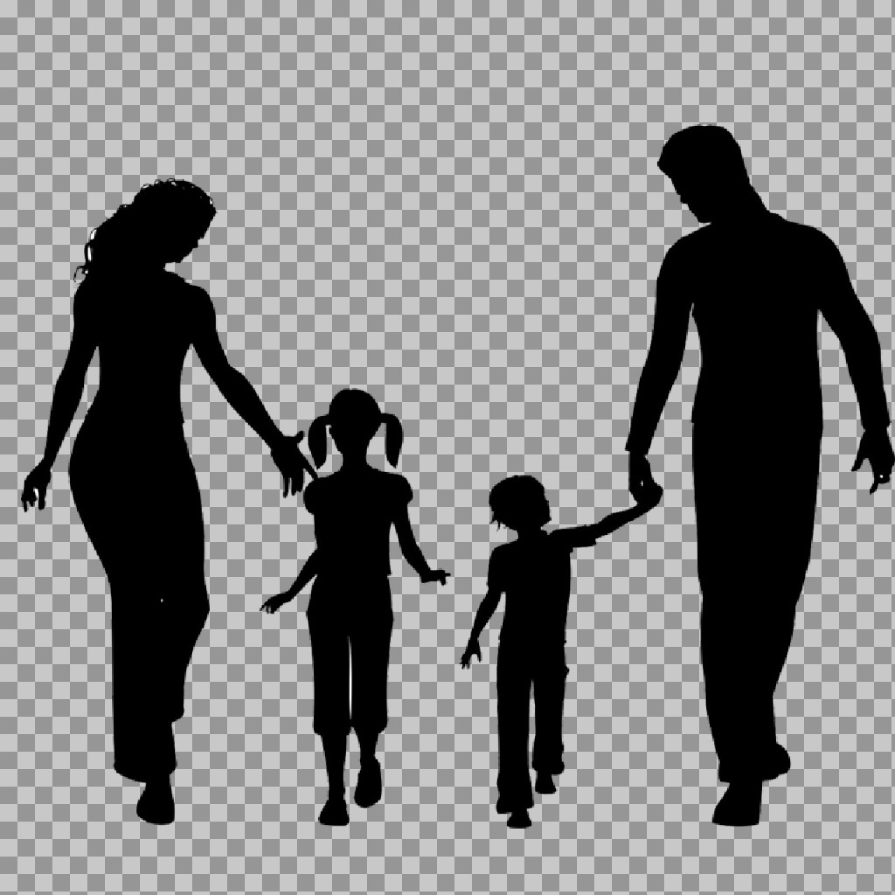 Family Walking Together Silhouette | Parents & Children Graphic
