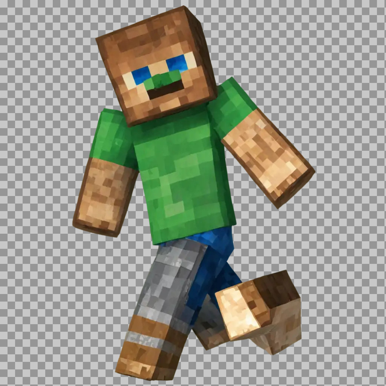 Minecraft Character Running PNG | Transparent Gaming Asset