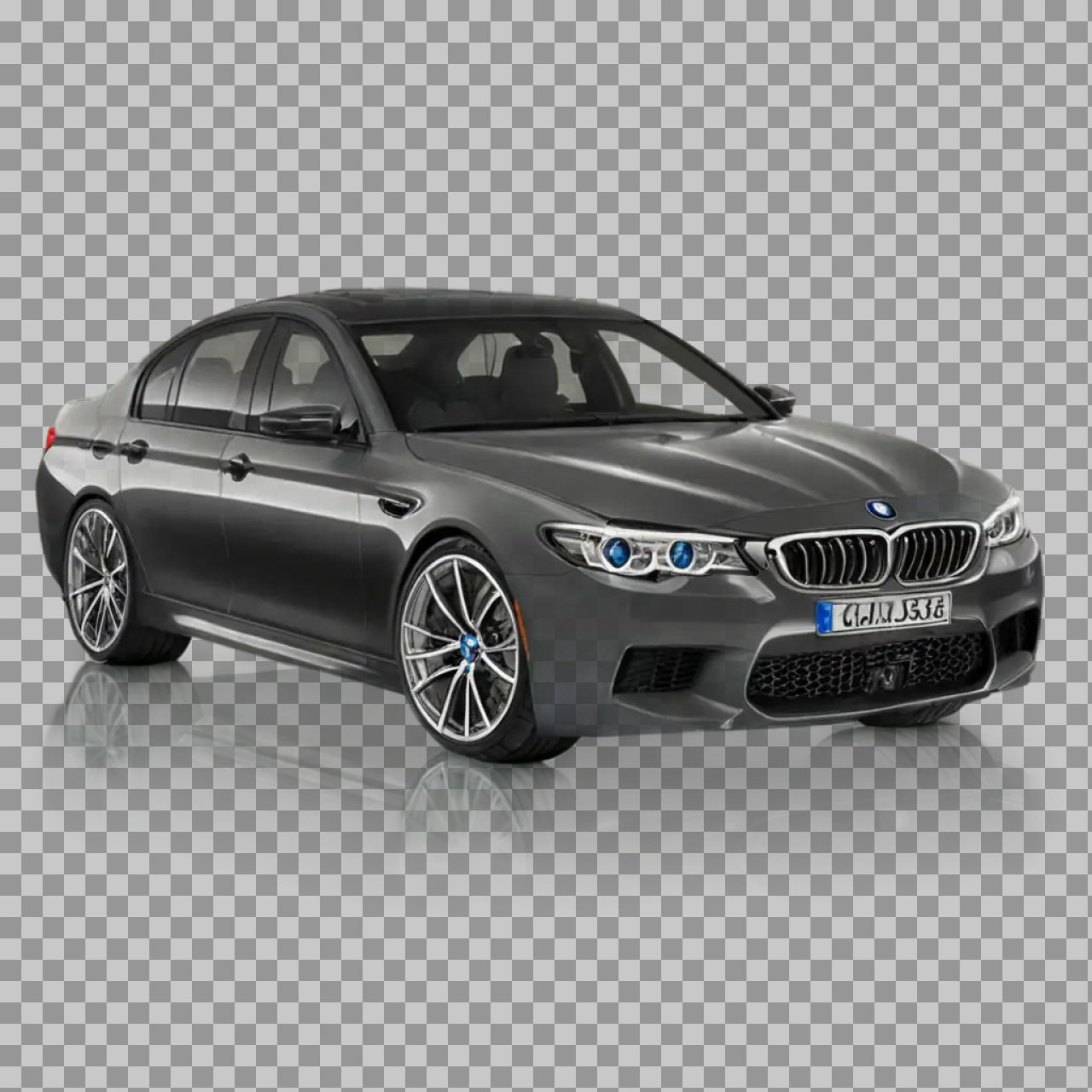 BMW M5 Dark Grey Luxury Performance Sedan PNG | High-Resolution Car Image