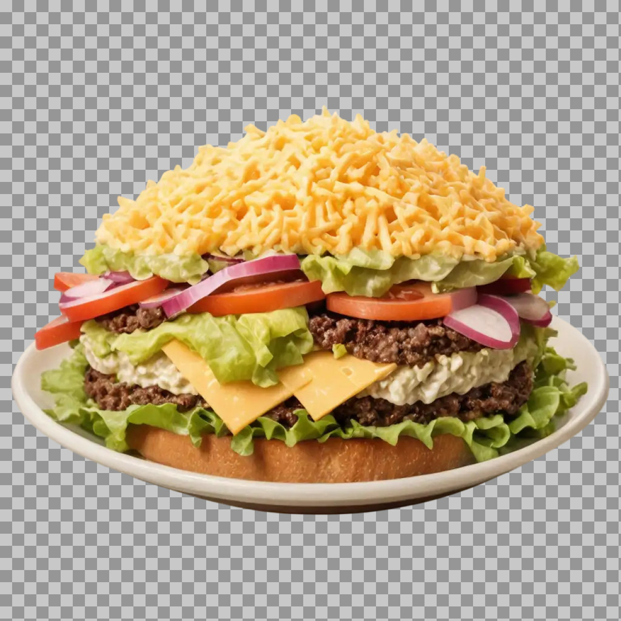 Taco Burger PNG | Epic Open-Faced Cheeseburger Image