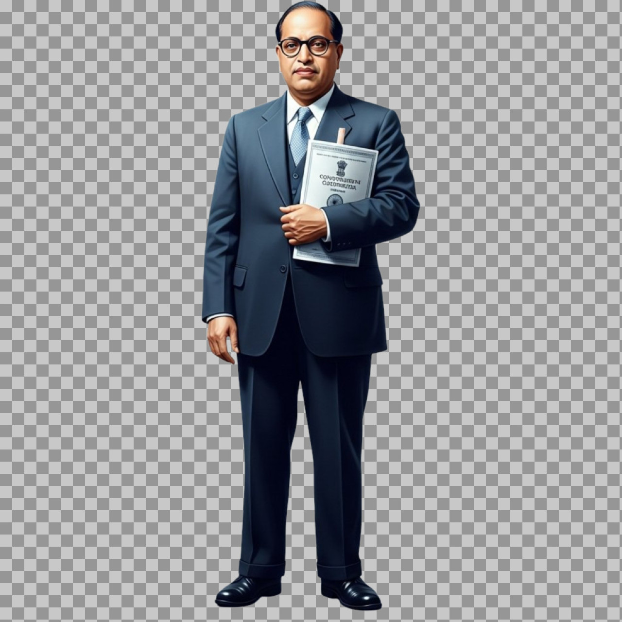 Dr. Ambedkar Full Body PNG with Constitution | Free Download