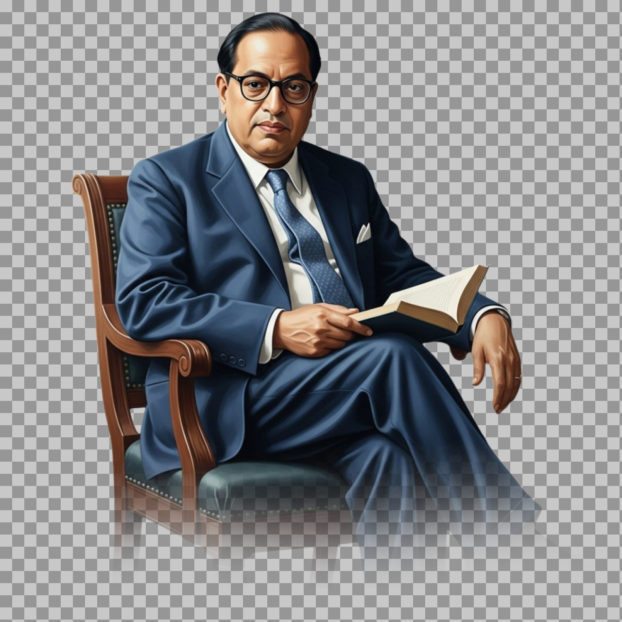 Dr. Ambedkar PNG Seated with Book | Free Download