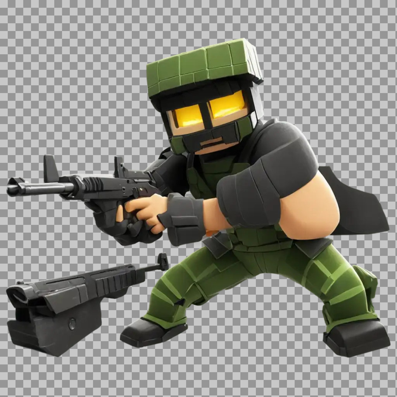 Blocky Soldier PNG | Free 3D Game Character Asset