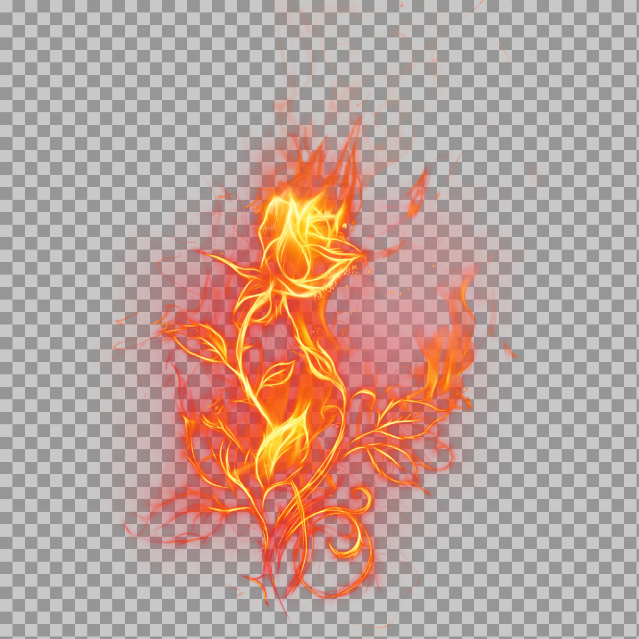 Flaming Rose Digital Art - Fire Flower PNG Illustration