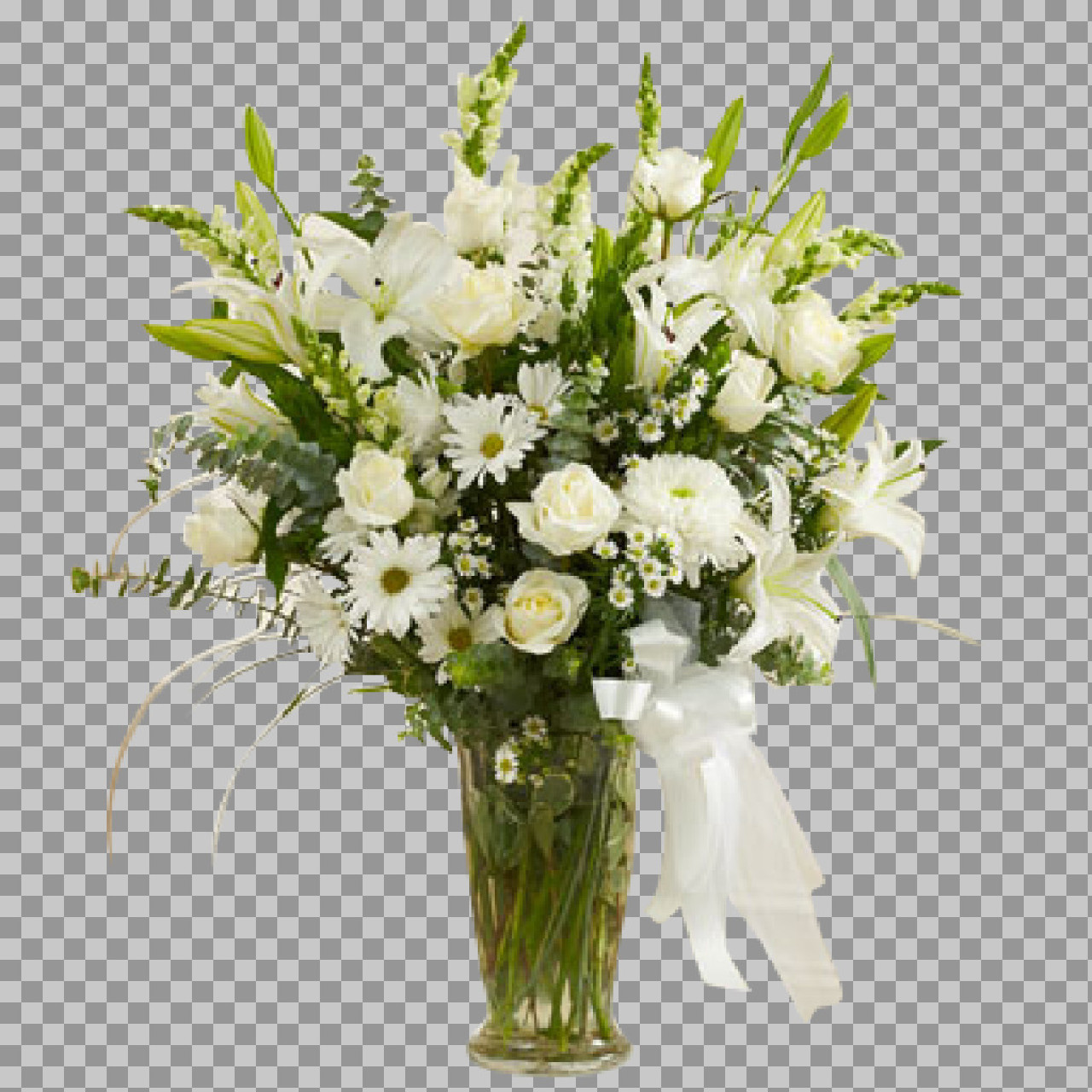 Floral Bouquet in Vase PNG with Transparent Background