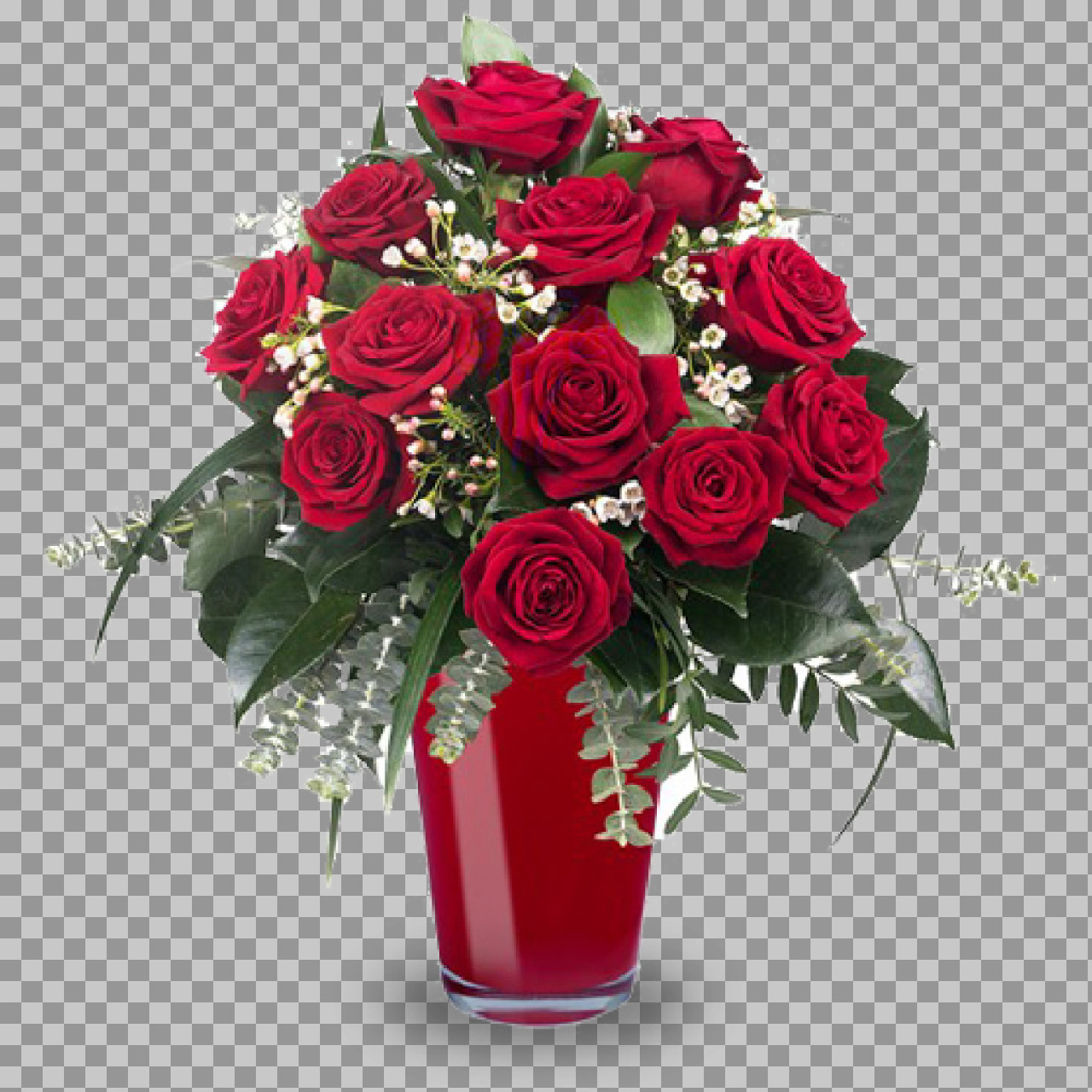 Stunning Red Rose Bouquet in Vase PNG | Transparent Image