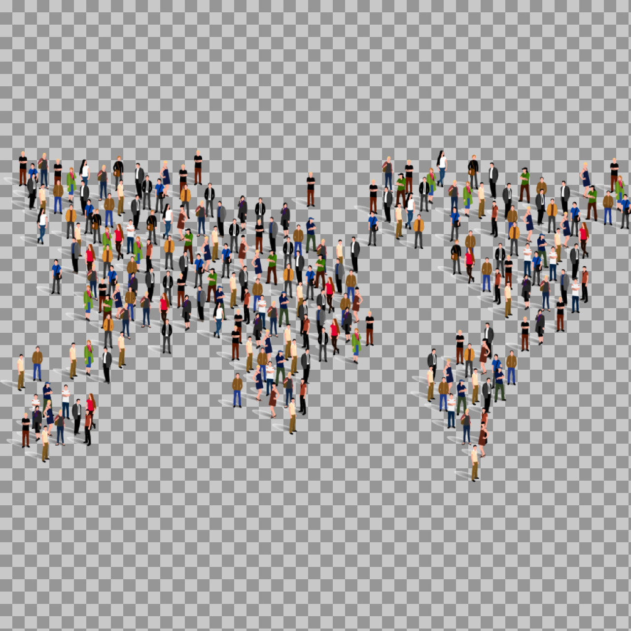 People Forming World Map PNG | Global Community Illustration