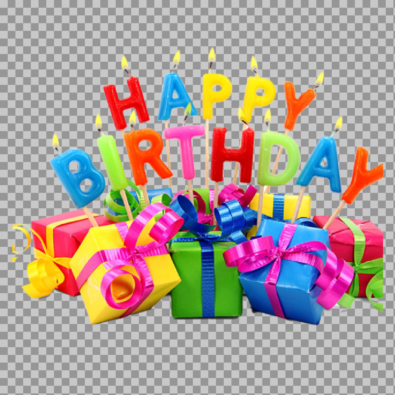 Happy Birthday Candles and Gifts PNG | Festive Celebration Image...