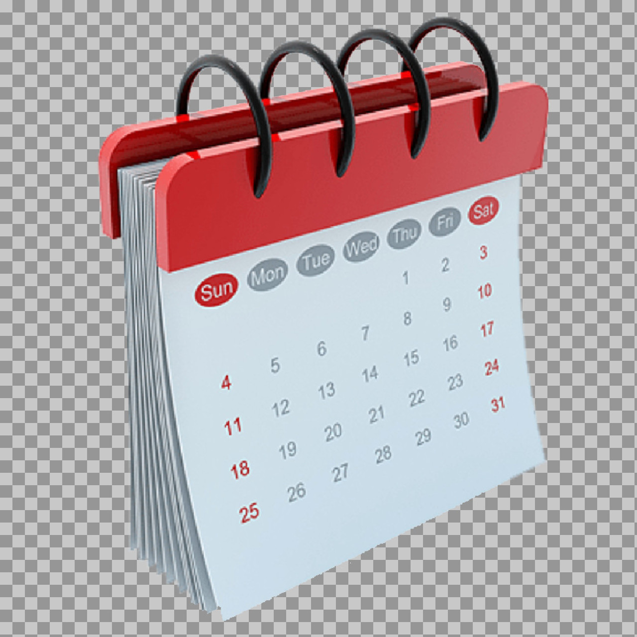 3D Red Calendar PNG Icon for Scheduling & Planning