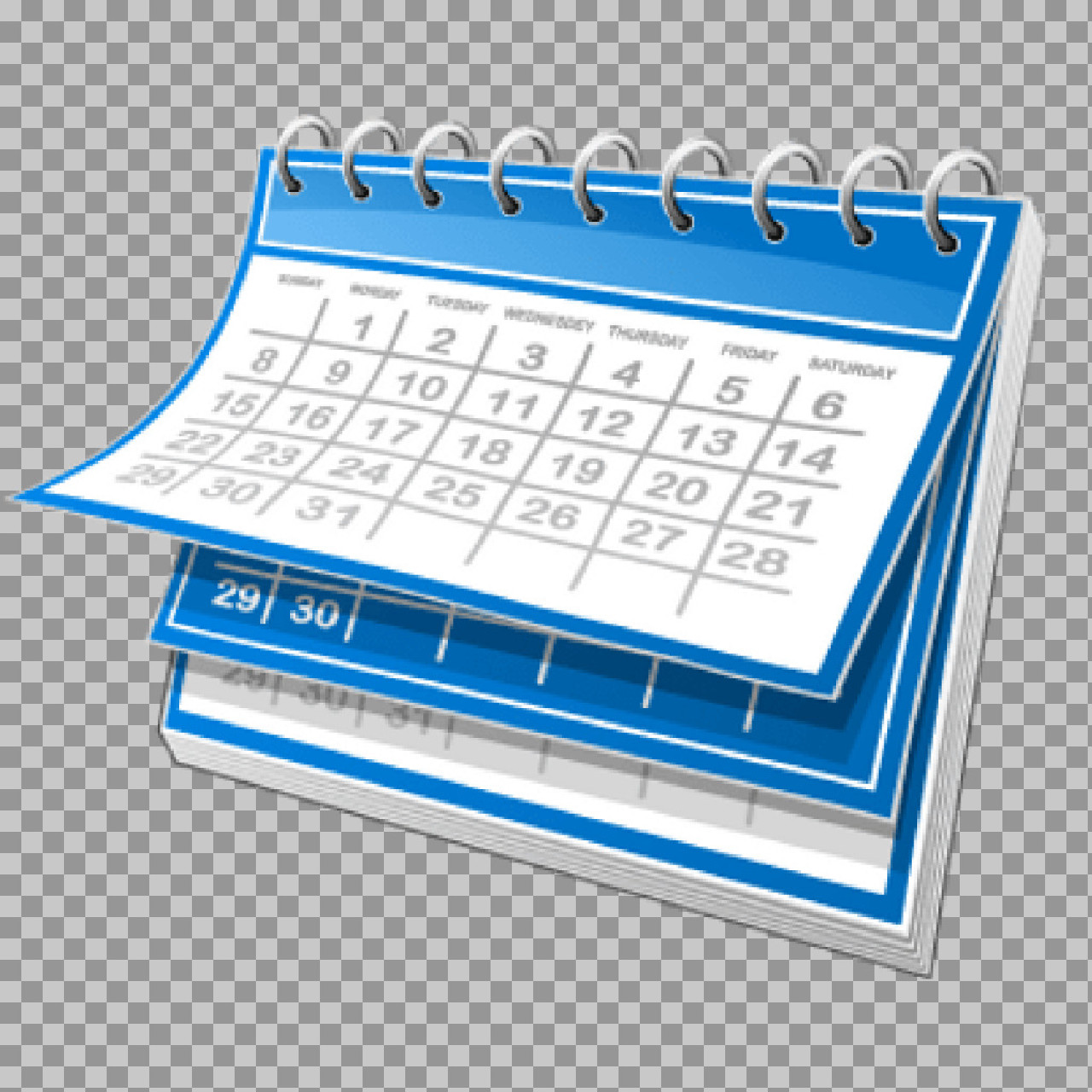 Desk Calendar PNG Icon – Blue Monthly Planner Transparent Image