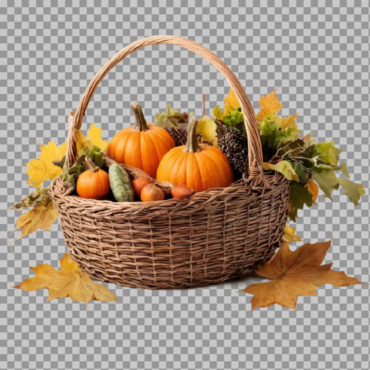 Autumn Harvest Basket PNG | Isolated Fall Decor