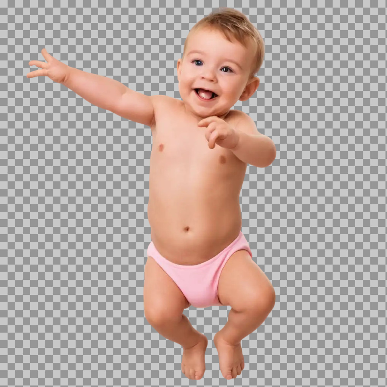 Happy Jumping Baby PNG | Isolated Toddler Image