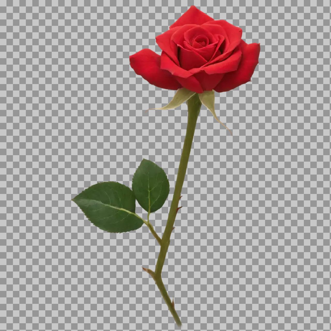 Single Red Rose PNG | Isolated Symbol of Love & Romance