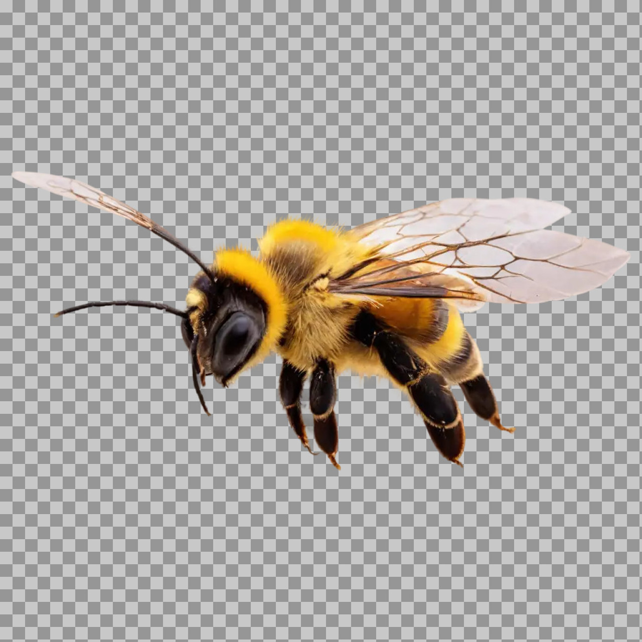 Flying Bee PNG | Detailed Macro Insect Image