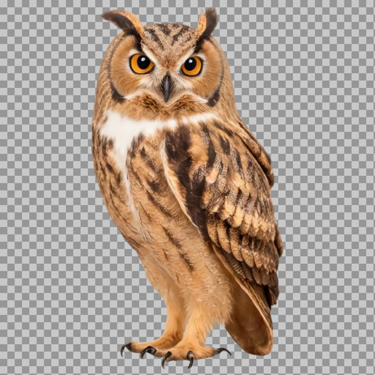 Majestic Eagle Owl PNG | Wise Bird with Orange Eyes