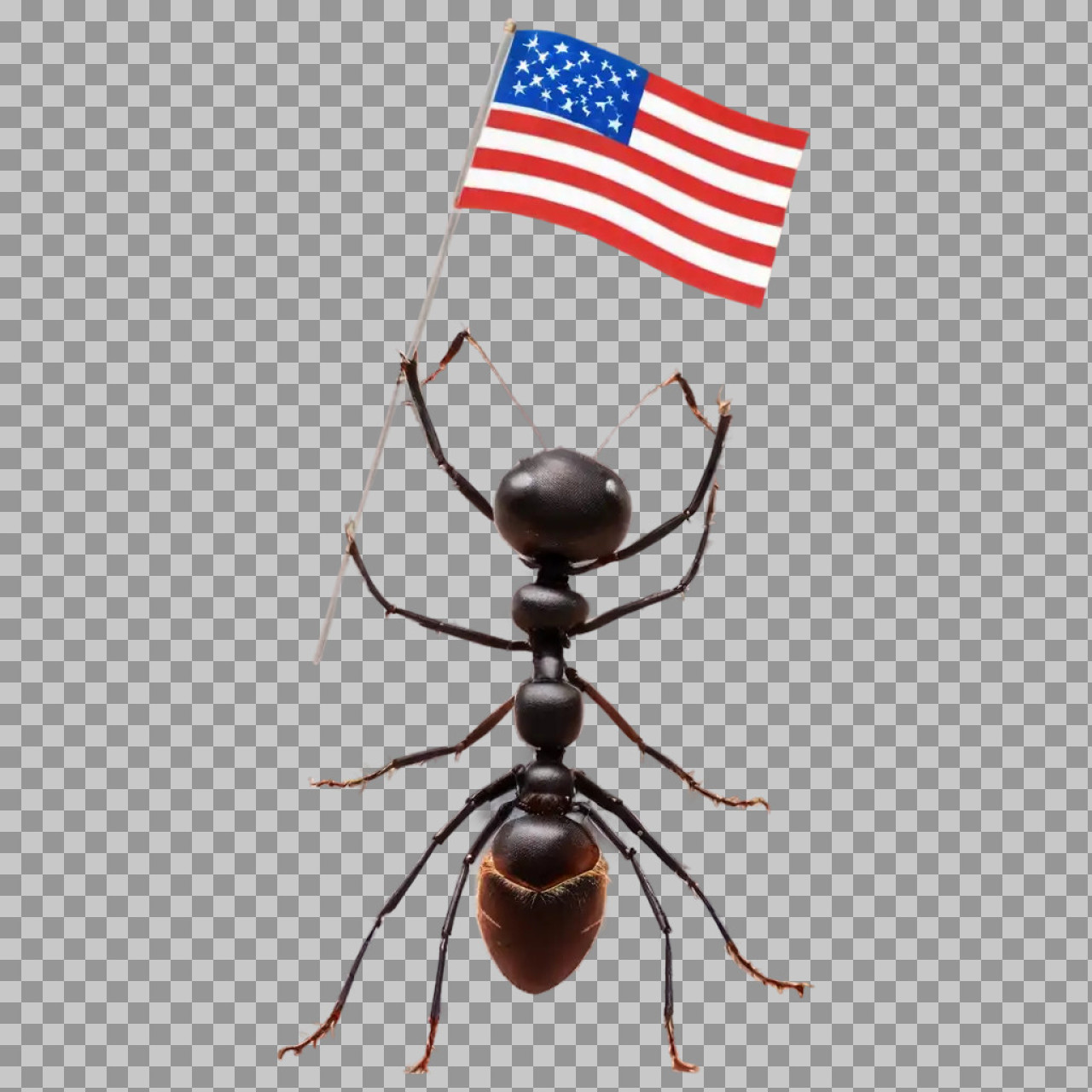 Ant Holding USA Flag PNG Transparent Background – Patriotic Insect Image