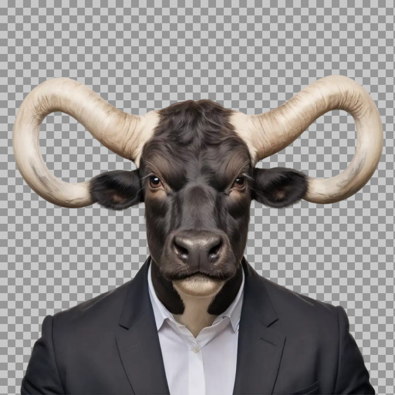Buffalo in Business Suit PNG – Funny Animal Portrait