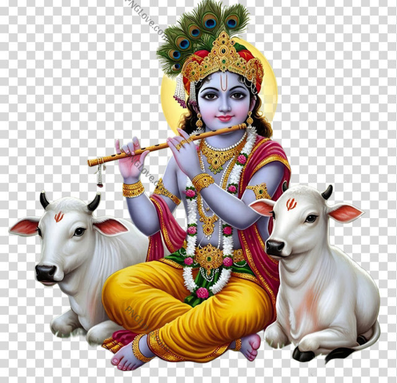 Lord Krishna with two cows PNG images download