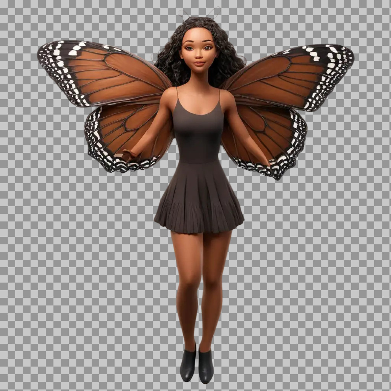 Black Fairy Doll with Butterfly Wings PNG | Fantasy Character...