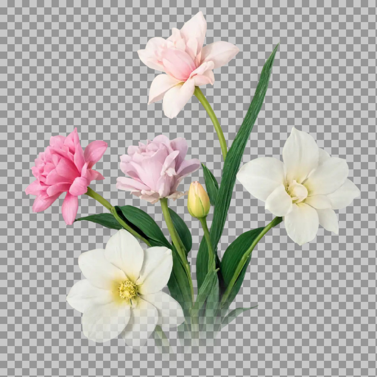 Pink & White Flower Bouquet PNG | Elegant Floral Clipart