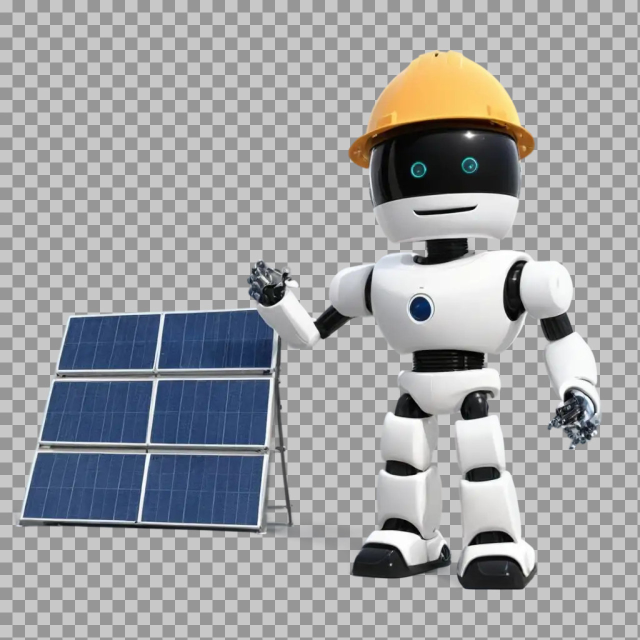 Construction Robot with Solar Panel PNG | Renewable Energy Illustration...