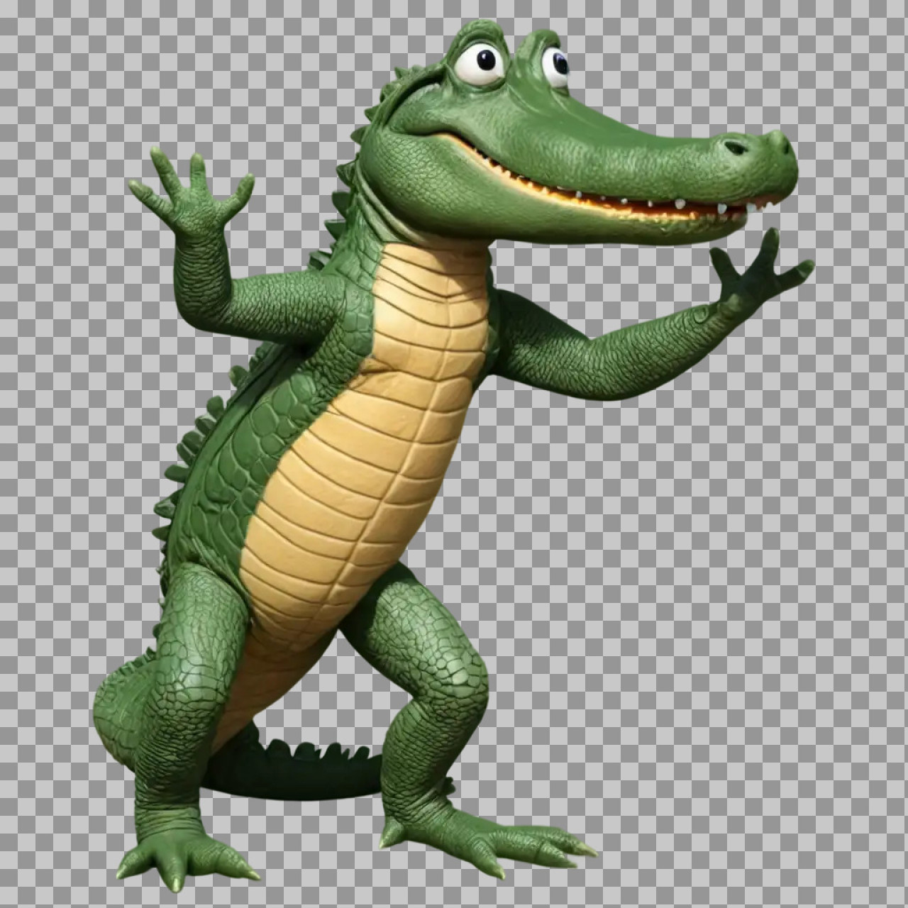 Cute Cartoon Crocodile PNG – 3D Alligator Transparent Image