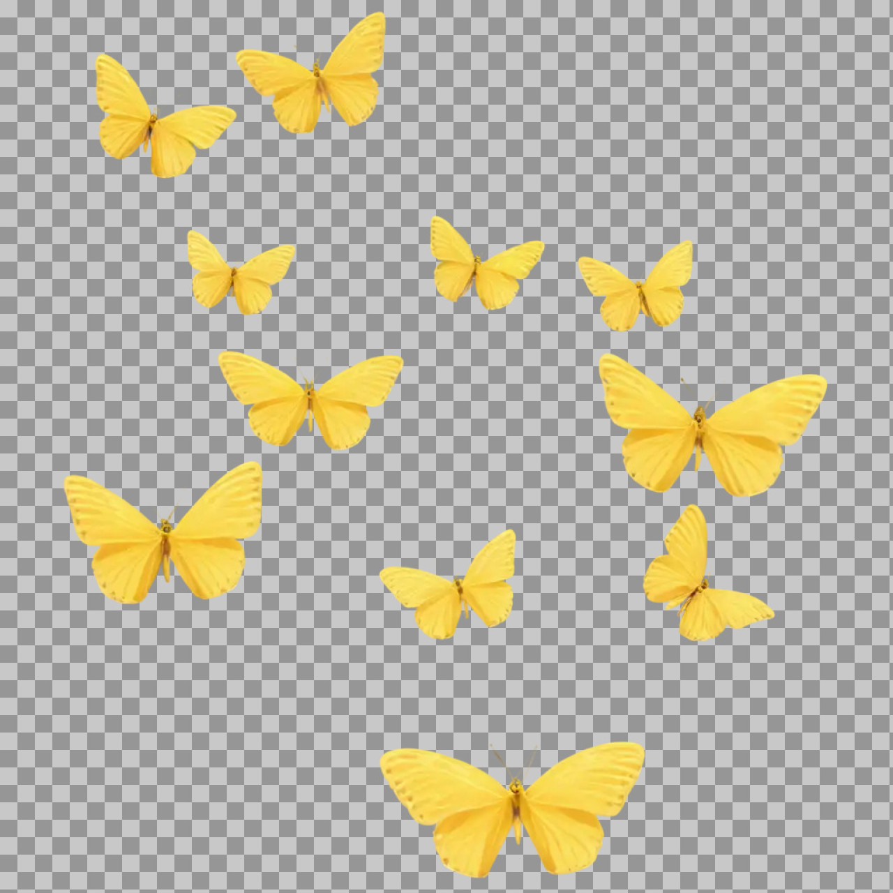 Yellow Butterflies PNG Set | Flying Butterfly Transparent Background...