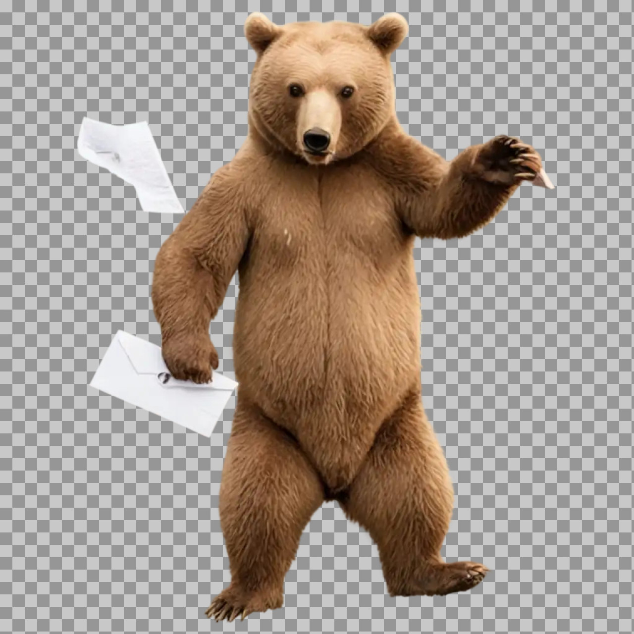 Funny Bear Holding Envelopes PNG Image...