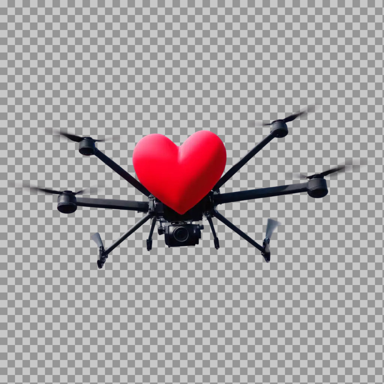 Drone with Red Heart PNG | Love & Technology Concept...