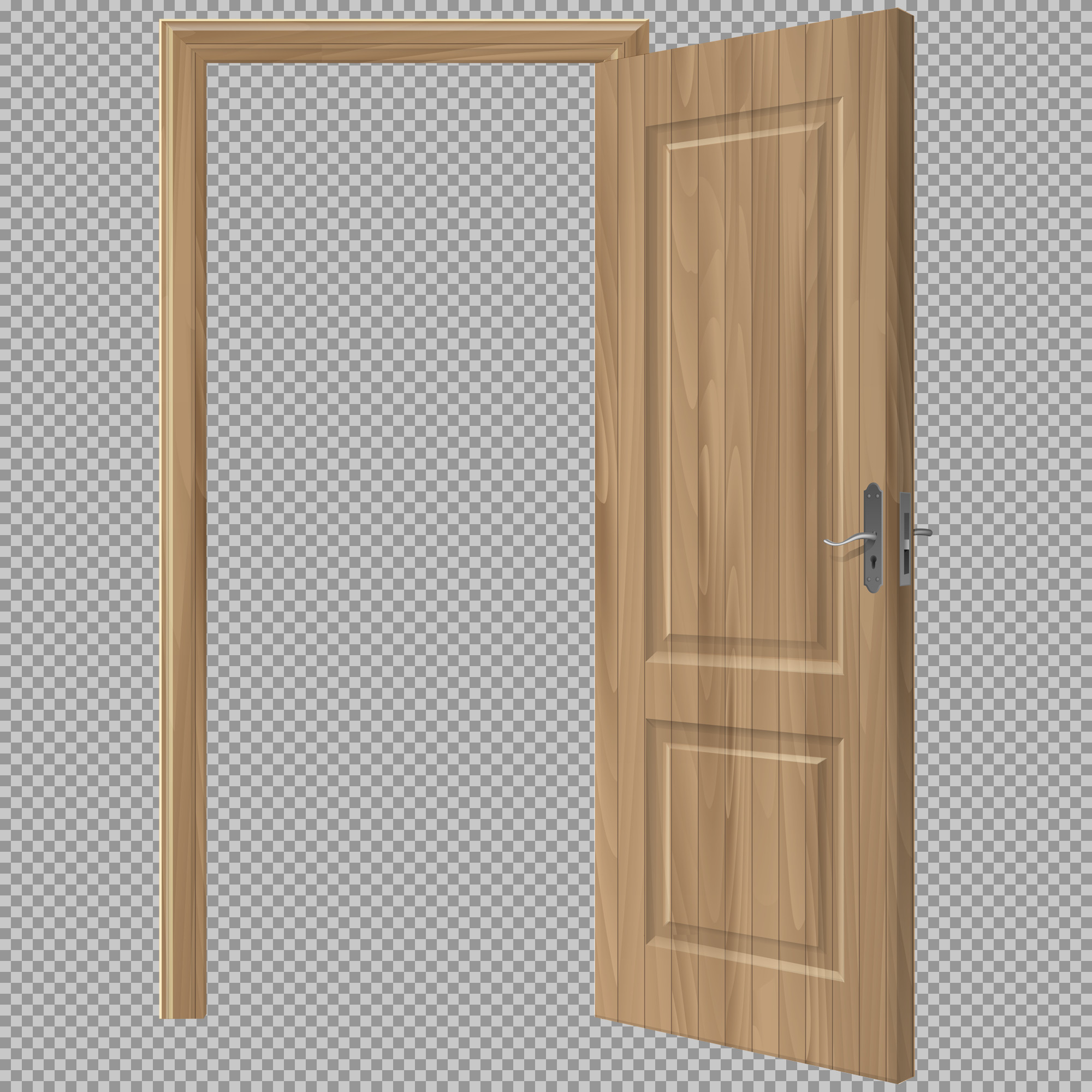 Open Wooden Door Illustration PNG | Vector on Transparent Background...