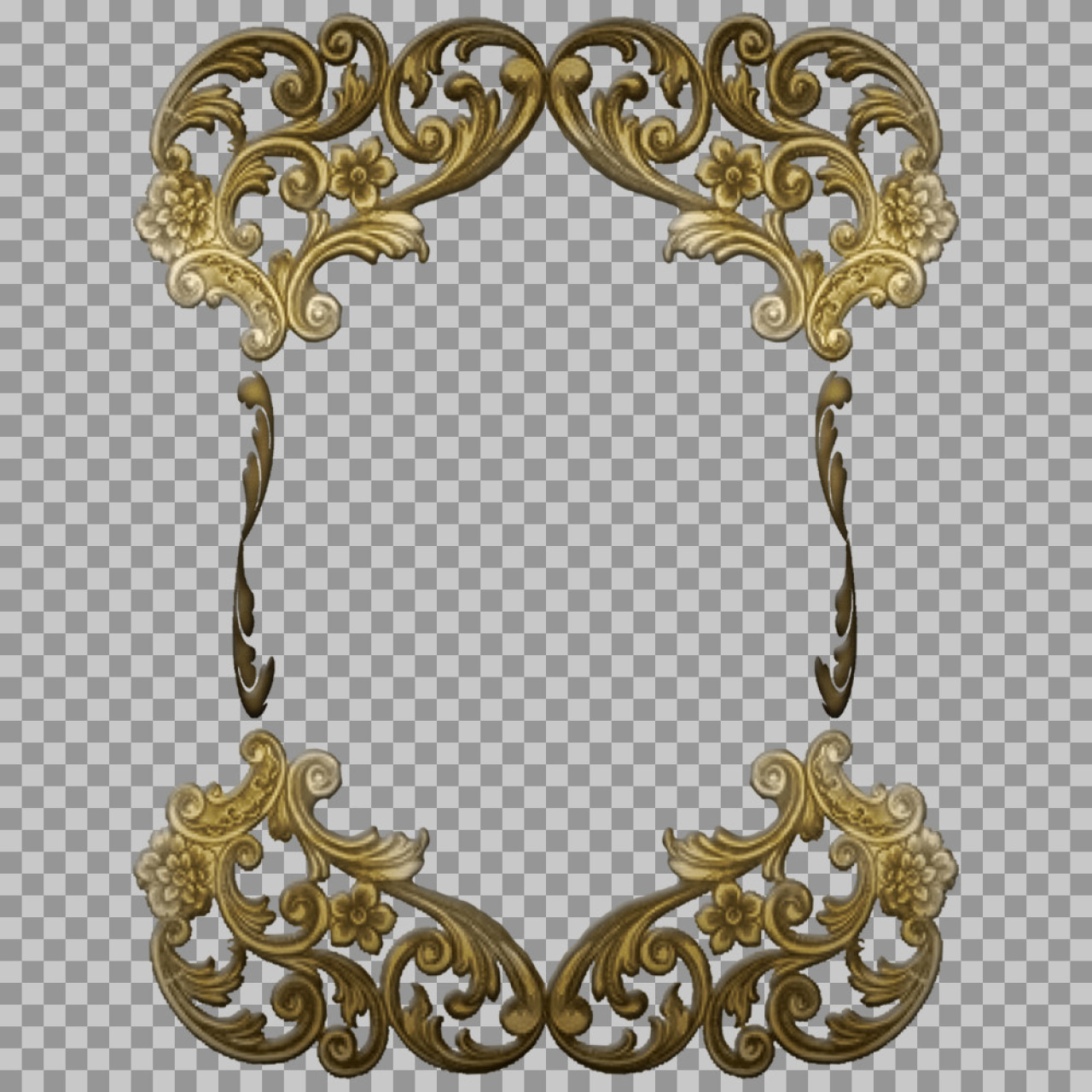 Vintage Bronze Baroque Frame PNG | Antique Floral Border...
