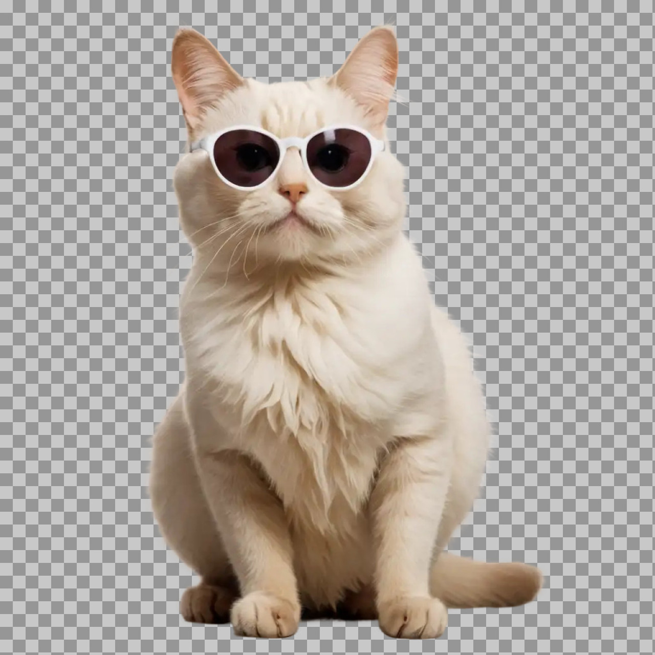 Cool White Cat in Sunglasses PNG | Funny Pet Fashion Image