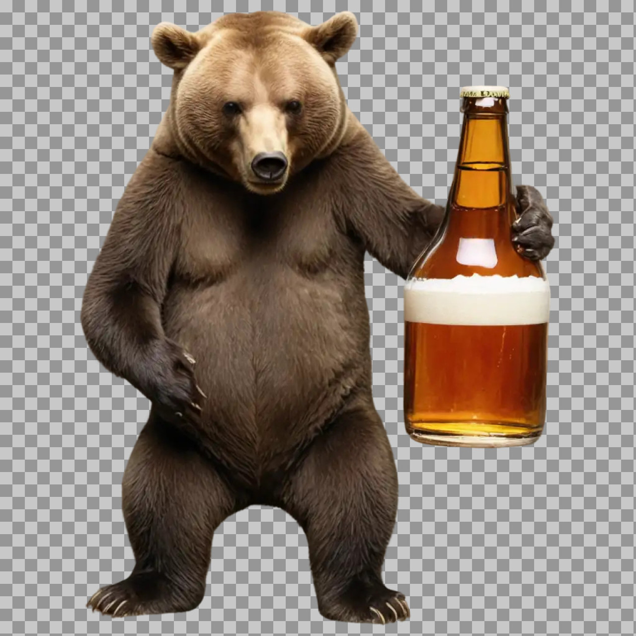 Funny Bear with Beer PNG | Humorous Grizzly Illustration
