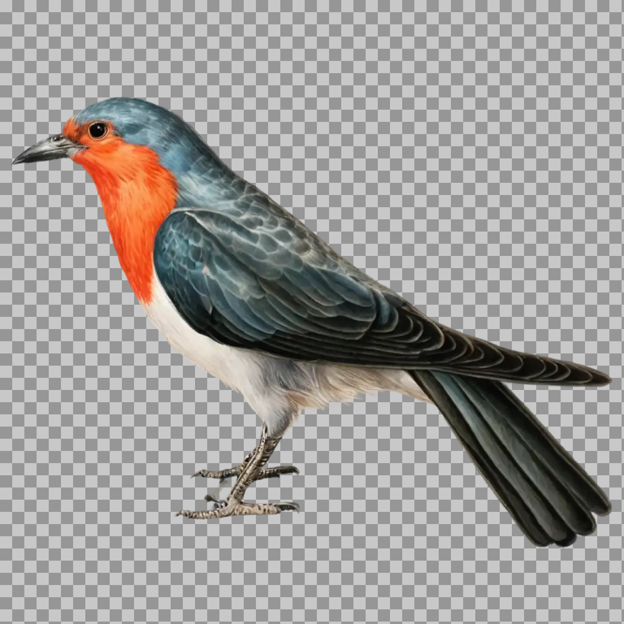 Colorful Songbird PNG | Blue & Orange Bird on Black Background...