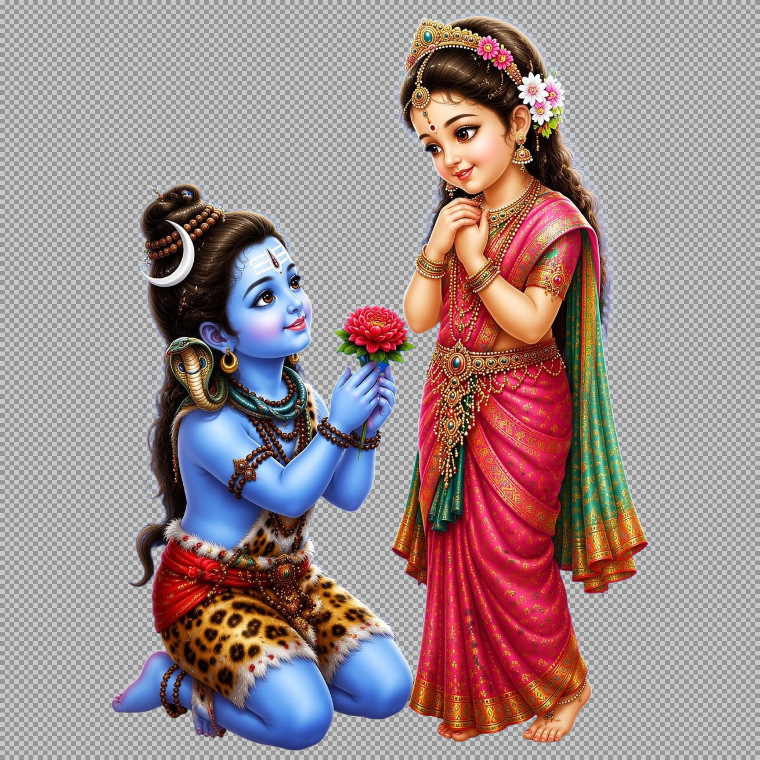 Bal Shiva and Parvati PNG | Divine Hindu God Artwork...