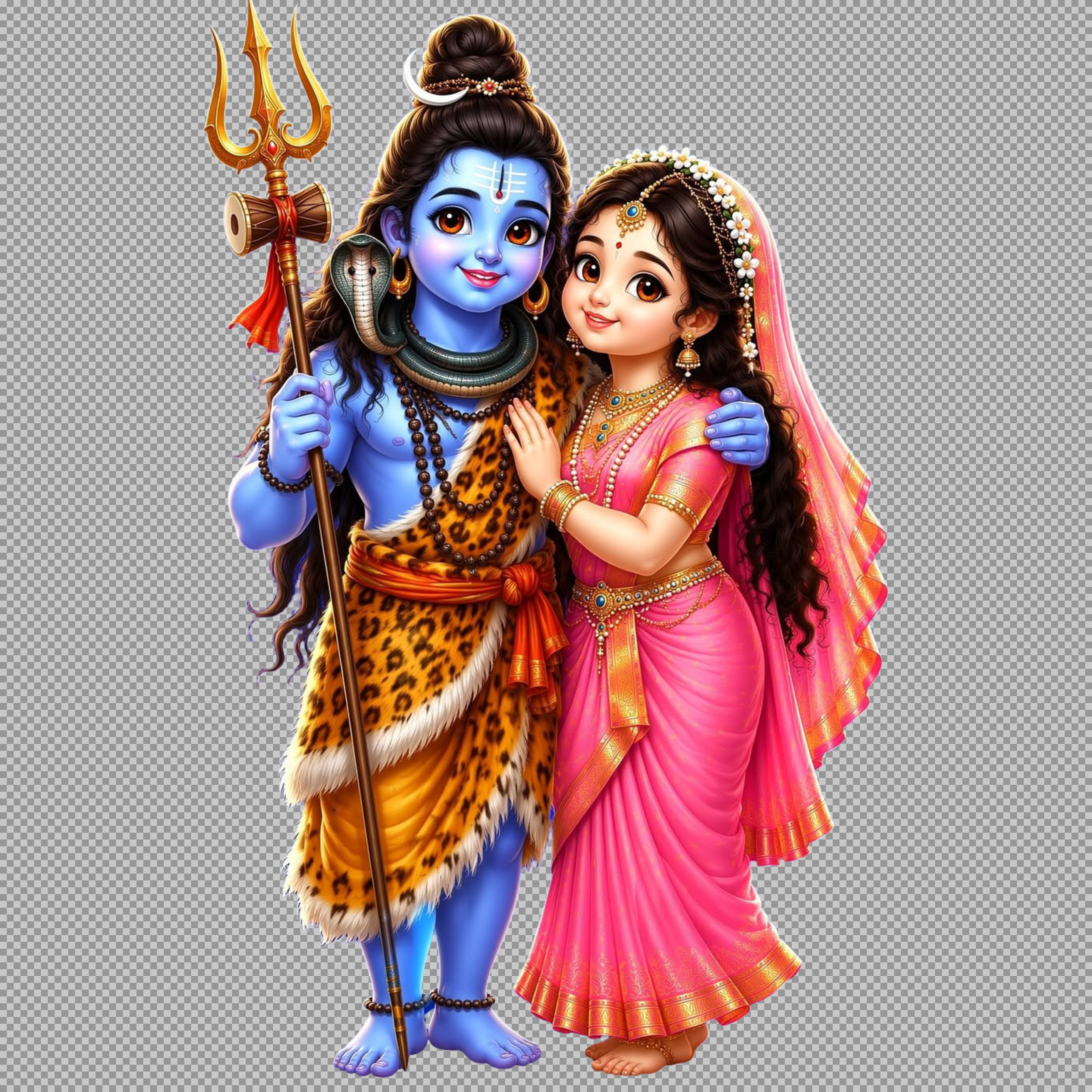 Shiva Parvati PNG Image | Cute Hindu Divine Couple Art
