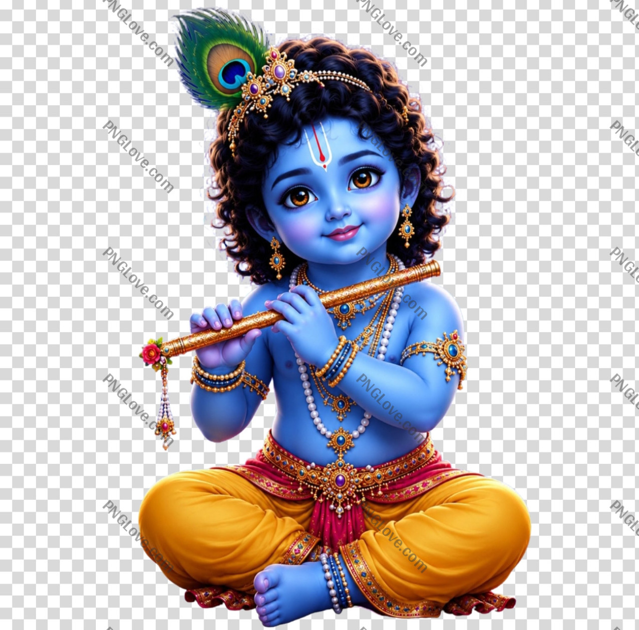 Bal Krishna PNG | Cute Little Krishna Playing Flute Image...