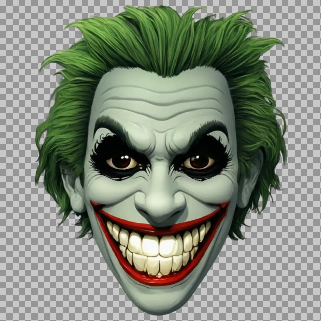 Scary Joker Clown Face PNG | Creepy Green Hair Villain Transparent Image...