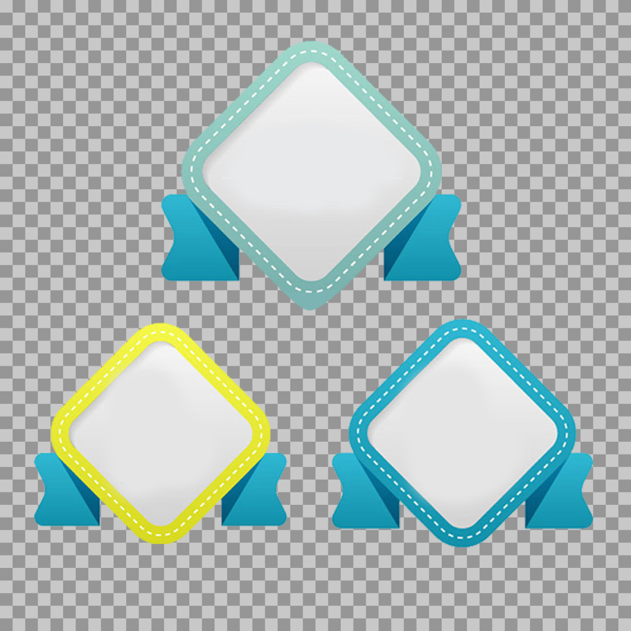 Diamond Ribbon Banner Labels PNG | Colorful Badge Infographic Set...