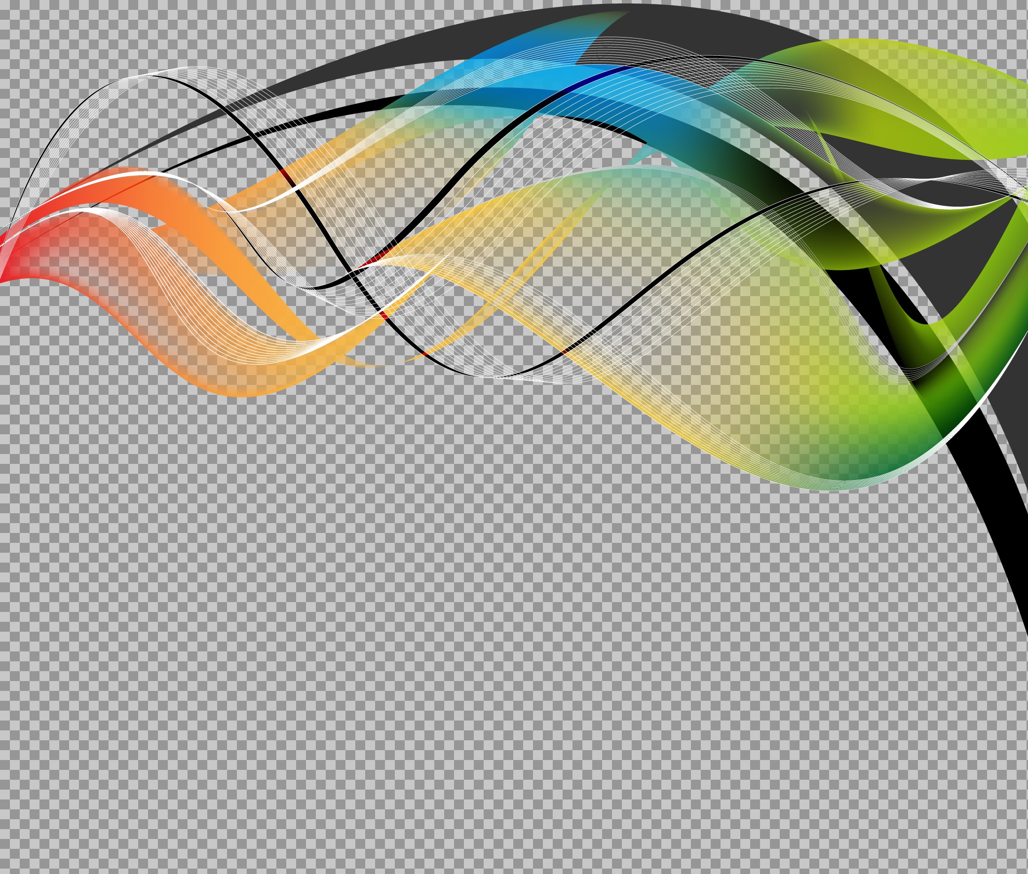 Colorful Abstract Wave Lines PNG | Rainbow Flowing Curves Design...