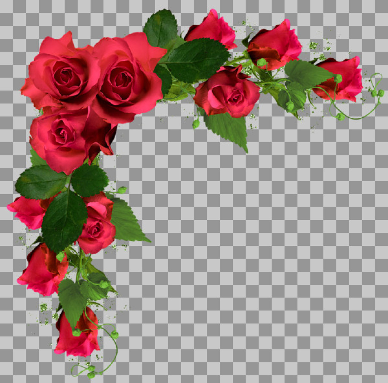 Red Rose Corner Border PNG | Free Floral Frame Decoration with Transparent Background