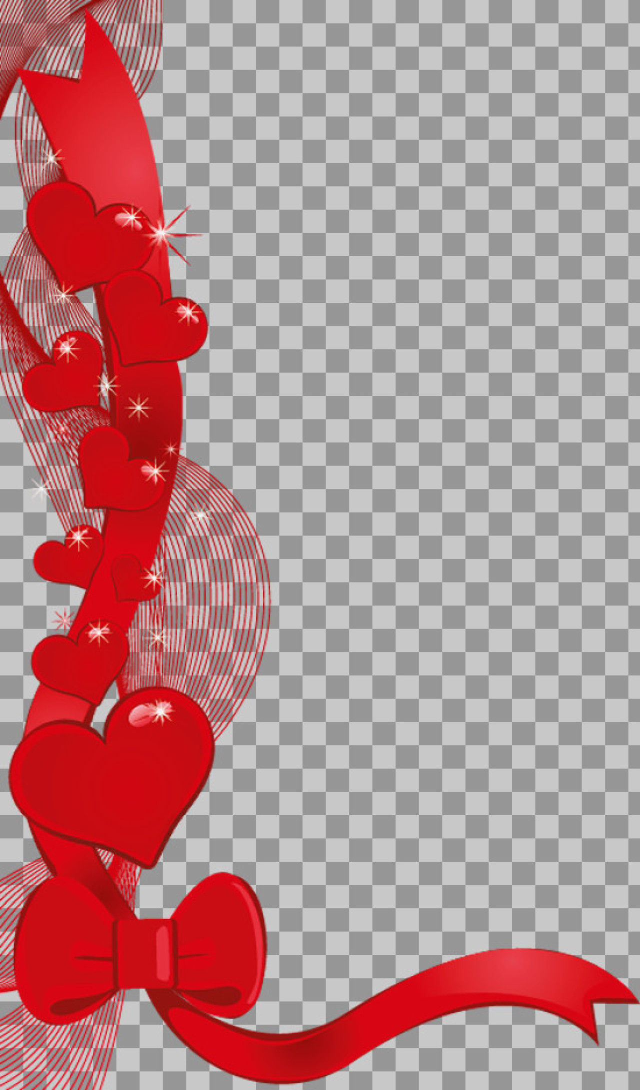 Red Hearts & Ribbon Border PNG | Valentine