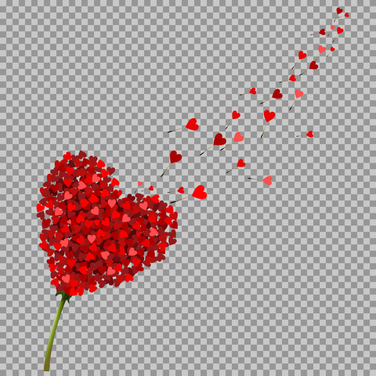 Heart Flower PNG | Romantic Red Hearts Bouquet Transparent Image – Free Download