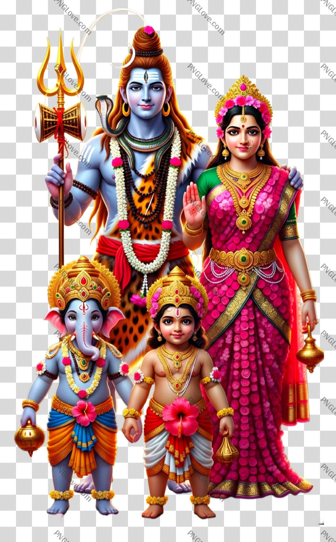 Lord Shiva, Parvati, Kartik, and Ganesh PNG transparent image download