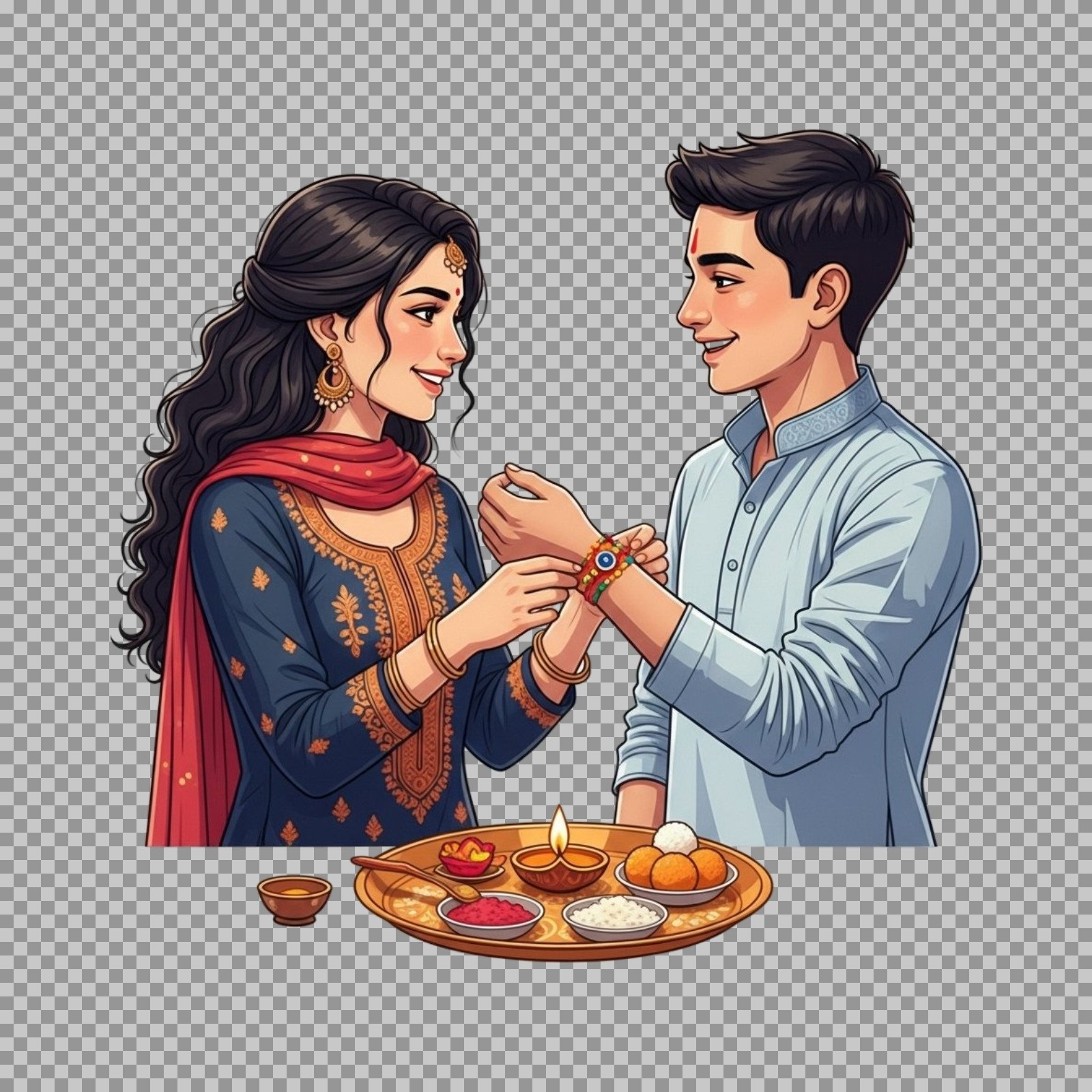 Rakshabandh celebrating brother sister PNG image