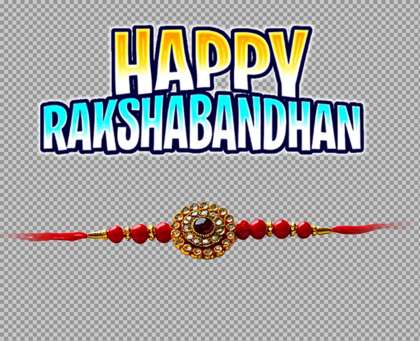Happy Rakshabandhan Text with Rakhi PNG Download