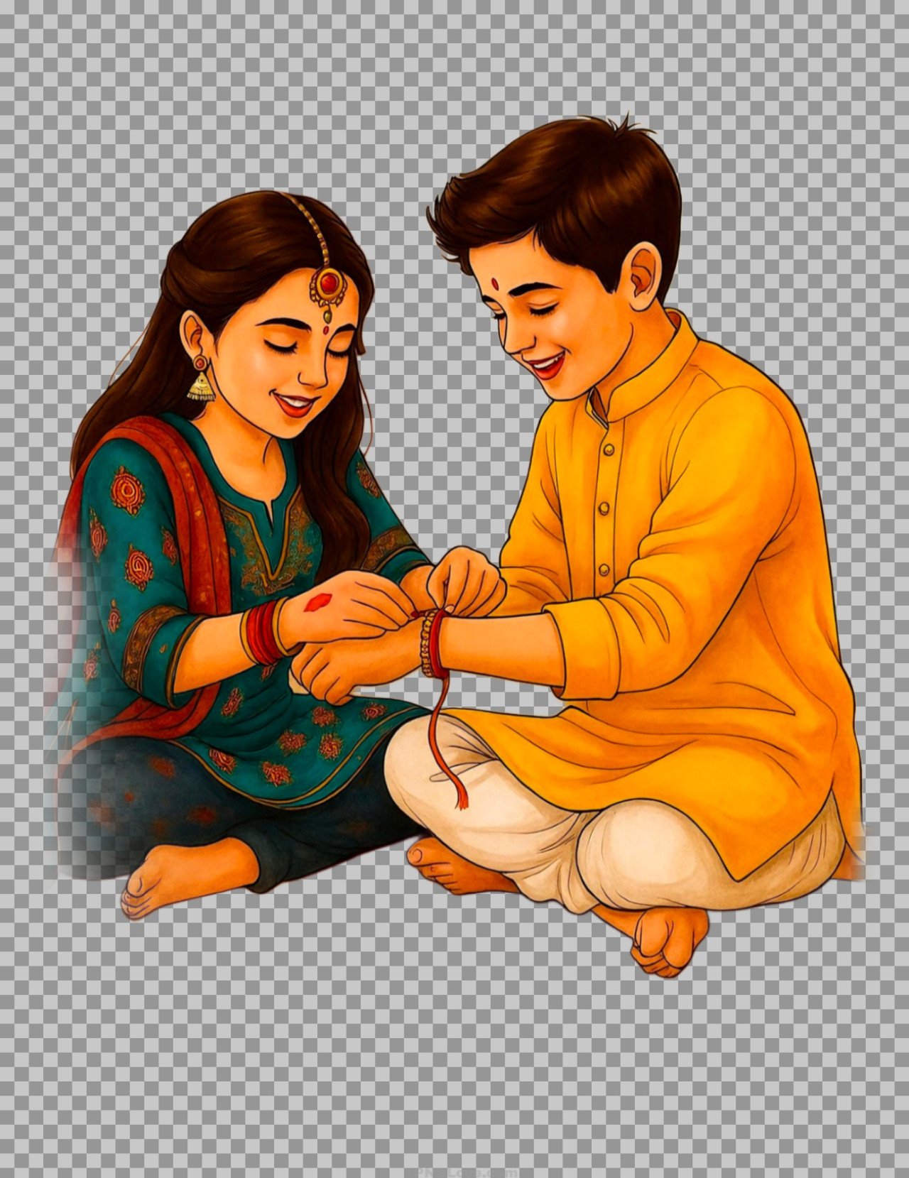 Cute Raksha Bandhan Brother Sister Cartoon PNG | Adorable Rakhi sister brother PNG