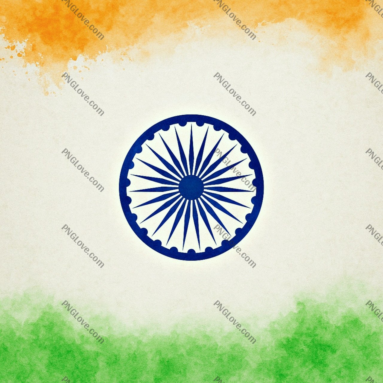 Indian Tricolor Watercolor Background with Ashoka Chakra